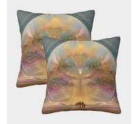 kaiyun 2 Pack A Family Under The Shining Tree of Life, The Cosmic Portal 3D Image Printed Single-sided Cushion Cover 50x50cm