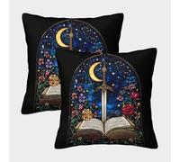 kaiyun 2 Pack Arched Stained Glass 3D Sword And Book Cushion Cover Pillow Cover Sofa Outdoor Decoration Square 45x45cm