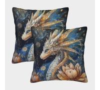 kaiyun 2 Pack Beautiful Alien Fairy Dragon Pillow Case Home Decoration Sofa Sacred Geometry Lotus Cushion Cover 50x50cm