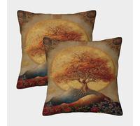 kaiyun 2 Pack Beautiful Image of The Tree of Life on The Mountain Pillow Case 3D Printed Cushion Box Suitable for Home Living Room Decoration Car Pillow Case 40x40cm