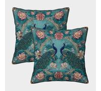 kaiyun 2 Pack Beautiful Symmetrical Peacock 3D Cushion Cover Pillow Cover Sofa Outdoor Decoration Square 45x45cm