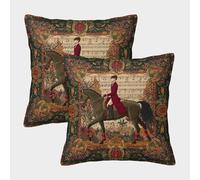 kaiyun 2 Pack British Female Rider Riding A Dressage Horse Pillow Case 3D Printed Cushion Box Suitable for Home Living Room Decoration Car Pillow Case 50x50cm