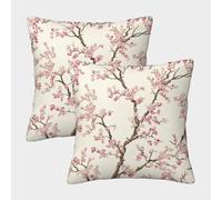 kaiyun 2 Pack Cherry Blossom 3D Floral Pattern Style Cushion Cover Pillow Cover Sofa Outdoor Decoration Square 50x50cm