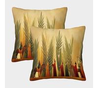 kaiyun 2 Pack Christian Concept of Palm Sunday Luxury Digital Printed Soft 3D Themed Square Cushion Cover 50x50cm