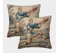 kaiyun 2 Pack Clay Football Player Touchdown Catch Blueprint Personalised Cushion Cover Home Sofa Decoration 40x40cm Pillow Covers