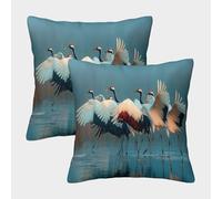 kaiyun 2 Pack Cranes Dance Gracefully in The Wetlands Personalised Cushion Cover Home Sofa Decoration 50x50cm Pillow Covers