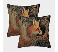 kaiyun 2 Pack Digital Printing 3D Fox, Abstract Spiral Fractal Waves Theme Square Cushion Cover 40x40cm Suitable for Outdoor Home Bed Decoration Pattern
