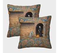 kaiyun 2 Pack Digital Printing 3D Medieval Manuscript, Gothic Style Theme Square Cushion Cover 50x50cm Suitable for Outdoor Home Bed Decoration Pattern