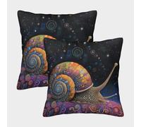 kaiyun 2 Pack Divine Snail Luxury Digital Printed Soft 3D Cartoon Themed Square Cushion Cover 50x50cm