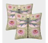 kaiyun 2 Pack Dragonfly 3D Image Cornflower Printed Single-sided Cushion Cover 40x40cm