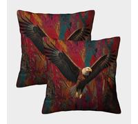 kaiyun 2 Pack Eagle Spreading Its Wings And Soaring Pillow Case 40x40cm 3D Printing Doodle Style Cushion Cover,home Decoration Sofa Cushion