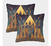 kaiyun 2 Pack Egyptian God Standing Next to The Pyramid Pillow Case 3D Printed Cushion Box Suitable for Home Living Room Decoration Car Pillow Case 50x50cm