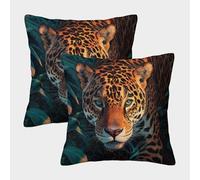 kaiyun 2 Pack Ferocious Jaguar in The Jungle Pillow Case 40x40cm 3D Printing Cushion Cover,home Decoration Sofa Cushion
