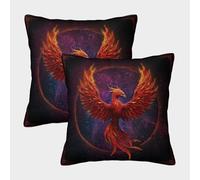 kaiyun 2 Pack Flaming Phoenix, Starry Sky Luxury Digital Printed Soft 3D Themed Square Cushion Cover 45x45cm