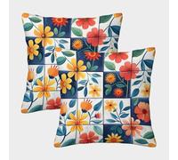 kaiyun 2 Pack Flowers Luxury Digital Printed Soft 3D Colorful Themed Square Cushion Cover 45x45cm