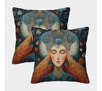 kaiyun 2 Pack Goddess Portraits, Folk Art 3D Image Printed Single-sided Cushion Cover 50x50cm