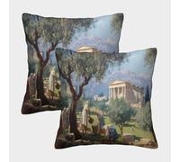 kaiyun 2 Pack Harvest, Olive Trees, Ancient Greek Architecture 3D Cushion Cover Pillow Cover Sofa Outdoor Decoration Square 45x45cm