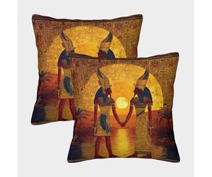 kaiyun 2 Pack Isis And Osiris Facing The Sunrise over The Nile 3D Image Printed Single-sided Cushion Cover 45x45cm
