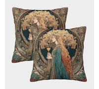 kaiyun 2 Pack Lady Luxury Digital Printed Soft 3D Tree of Life And Holy Grail Themed Square Cushion Cover 50x50cm