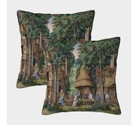 kaiyun 2 Pack Late 15th Century Illuminated Manuscript Miniature 3D Cushion Cover Pillow Cover Sofa Outdoor Decoration Square 40x40cm