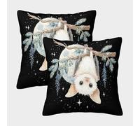 kaiyun 2 Pack Little Bat Hanging Upside Down on A Branch Pillowcase 50x50cm, Cushion Cover,3D Digital Printing Bed Sofa Decorative