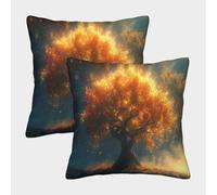 kaiyun 2 Pack Magic Tree 3D Image Ancient Tree Printed Single-sided Cushion Cover 45x45cm