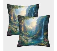 kaiyun 2 Pack Magical Eden Pillow Case 45x45cm Throw Pillow Case,Modern Decoration Waterfall Pattern for Terrace Sofa Bedroom Indoor Outdoor Party
