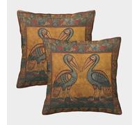 kaiyun 2 Pack Medieval Manuscript Page with Illustration of A Pelican Pillow Case Home Decoration Sofa Cushion Cover 45x45cm