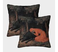 kaiyun 2 Pack Medieval Peasants And Black Wolves Pillow Case 45x45cm 3D Printing Cushion Cover,home Decoration Sofa Cushion
