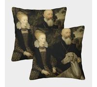 kaiyun 2 Pack Medieval Portraits And Dogs Pillow Case 50x50cm Throw Pillow Case,Modern Decoration Pattern for Terrace Sofa Bedroom Indoor Outdoor Party