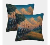 kaiyun 2 Pack Medieval Soldiers Marching in Formation to The Battlefield Square Pillow Cover Cushion Cover 50x50cm Suitable for Sofa Bed Chair,3D Pattern