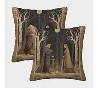 kaiyun 2 Pack Medieval Viking Manuscript Illustrations Pillow Case 3D Printed Cushion Box Suitable for Home Living Room Decoration Car Pillow Case 45x45cm