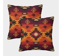 kaiyun 2 Pack North American Indigenous Pattern Design Style Square Pillow Cover Cushion Cover 40x40cm Suitable for Sofa Bed Chair,3D Pattern