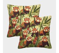 kaiyun 2 Pack Red Panda Bamboo Forest Background Square Pillow Cover Cushion Cover 50x50cm Suitable for Sofa Bed Chair,3D Pattern
