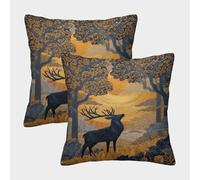 kaiyun 2 Pack Reindeer Standing on A Misty Meadow at Dawn Pillow Case 3D Printed Cushion Box Suitable for Home Living Room Decoration Car Pillow Case 50x50cm