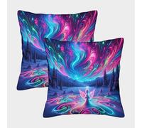 kaiyun 2 Pack Snow Angel Square Pillow Cover Cushion Cover 45x45cm Suitable for Sofa Bed Chair,3D Mystical Neon Pattern