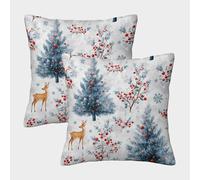 kaiyun 2 Pack Snowflakes, Deer, Christmas Tree Luxury Digital Printed Soft 3D Winter Wonderland Themed Square Cushion Cover 50x50cm