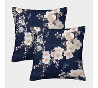 kaiyun 2 Pack Soft Light Cherry Blossoms Luxury Digital Printed Soft 3D Retro Japanese Kimono Style Themed Square Cushion Cover 40x40cm