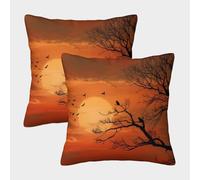 kaiyun 2 Pack Sunset Personalised Cushion Cover Bare Tree Branches Silhouette Home Sofa Decoration 45x45cm Pillow Covers
