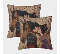 kaiyun 2 Pack The First Kiss between A Farm Boy And A Girl Pillow Case 45x45cm Throw Pillow Case,Modern Decoration Pattern for Terrace Sofa Bedroom Indoor Outdoor Party