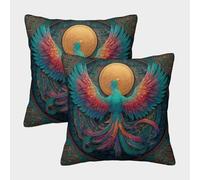 kaiyun 2 Pack The Magical Phoenix，Medieval Animal Fable Luxury Digital Printed Soft 3D Themed Square Cushion Cover 40x40cm