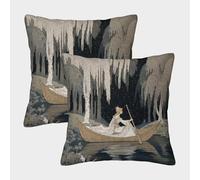 kaiyun 2 Pack The Princess Rowed A Paper Canoe Pillow Case 40x40cm 3D Printing Cushion Cover,home Decoration Sofa Cushion