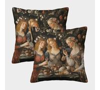 kaiyun 2 Pack Throw Pillowcase 40x40cmFeast, Table, Flowers Pattern Cushion Cover Renaissance Style Home Decoration