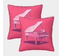 kaiyun 2 Pack Throw Pillowcase 40x40cmPiano Pattern Cushion Cover Pink Home Decoration