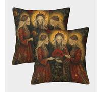 kaiyun 2 Pack Throw Pillowcase 45x45cmThree Beautiful Mothers Pattern Cushion Cover Red Sunflowers Ready for The Holiday Home Decoration