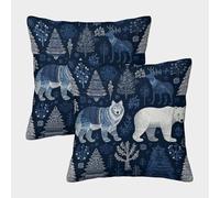 kaiyun 2 Pack Throw Pillowcase 50x50cmForest Animals-Norwegian Style Pattern Cushion Cover Home Decoration