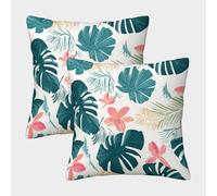 kaiyun 2 Pack Tropical Plants Pillow Case 50x50cm Throw Pillow Case,Modern Decoration Turtle Back Leaves Palm Leaves And Ferns Pattern for Terrace Sofa Bedroom Indoor Outdoor Party