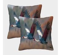 kaiyun 2 Pack Two Very Different White Wattled Cranes Luxury Digital Printed Soft 3D Themed Square Cushion Cover 40x40cm