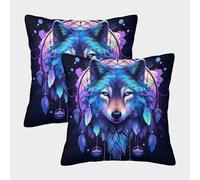 kaiyun 2 Pack Wolf Personalised Cushion Cover Dreamcatcher Home Sofa Decoration 40x40cm Pillow Covers