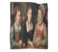 kaiyun 3 Beautiful Women Pattern Soft Throw Blanket 3D Printing 16th Century European Style Suitable for Living Room Bedroom Sofa Sofa Warm And Comfortable 40x50inch(100x130cm)